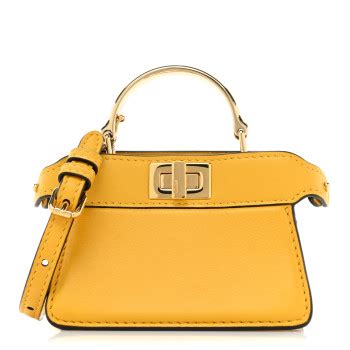 Fendi Shiny Nappa Nano Peekaboo Maxi Handle Satchel Mimosa.